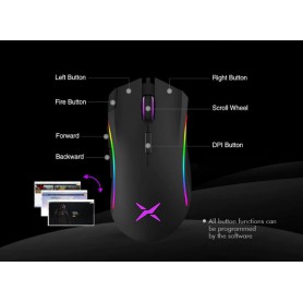 DrPhone DELUX Bedrade Ergonomische RGB Gamingmuis met 24.000 DPI - 7 programmeerbare knoppen met software – Zwart