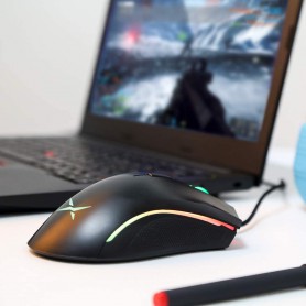 DrPhone DELUX Bedrade Ergonomische RGB Gamingmuis met 24.000 DPI - 7 programmeerbare knoppen met software – Zwart