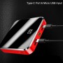 DrPhone PBM1 - 20.000mAh - Smart Mobile Powerbank – 2 usb ingangen – Type C – Micro USB – LED Display – Zwart Glans