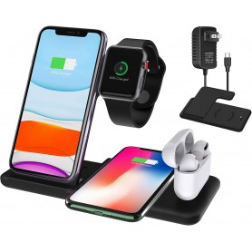 DrPhone ALLIN2 4-in-1 15W Draadloos Oplaadstation – Duo Wireless (zwart)