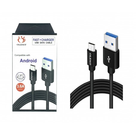 Olesit Micro USB 1 Meter Fast Charge 3.6A – Snelle Oplaadkabel - Veilig laden - Data Sync & Transfer - Wit