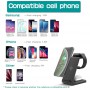 DrPhone QW3 – 3 In 1 - Draadloze Oplader – Apple Watch – Apple Airpods – Galaxy Buds - iPhone + 18W Adapter - Zwart