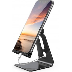 DrPhone APS8 Universele Aluminium Verstelbare Smartphone Stand Houder – 270 Graden – 4 tot 8 Inch - Bredere haken - Zwart