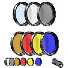 DrPhone APL 7 in 1 Camera Filter lenskit – 37mm - Filterlens-rood oranje geel blauw, CPL, ND32, sterlens