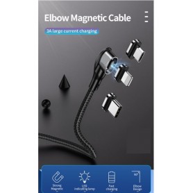 DrPhone Elbow Series Super Magnetische Lightning Kabel - 3A - Oplader - Snel Opladen + Dataoverdracht - 90 Graden met Led licht