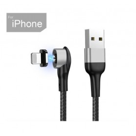 DrPhone Elbow Series Super Magnetische Lightning Kabel - 3A - Oplader - Snel Opladen + Dataoverdracht - 90 Graden met Led licht