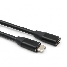 DrPhone USB C male naar USB C female kabel – Verlengkabel – OTG – Ultra Dunne Ontwerp – Zwart