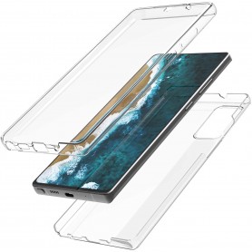 DrPhone Samsung Note 20 Dual TPU Case - 360 Graden Cover - Voor en Achter Volledig Bescherming - Transparant ( Geen Stippels)