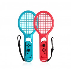 DrPhone NSCR01 – Nintendo Switch Joystick Racket Houder – Tennis – Sport - Handvat – 2 Set – Rood – Blauw