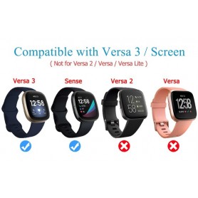 DrPhone PROTEC Pro - Geschikt voor Fitbit Versa 3/4 / Sense PC + PMMA Folie 3D - Volledige Bescherming - Zwart