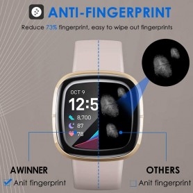 DrPhone PROTEC Pro - Geschikt voor Fitbit Versa 3/4 / Sense PC + PMMA Folie 3D - Volledige Bescherming - Zwart