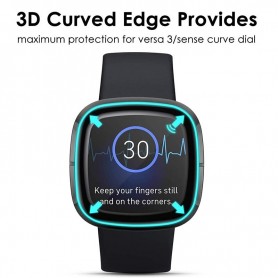 DrPhone PROTEC Pro - Geschikt voor Fitbit Versa 3/4 / Sense PC + PMMA Folie 3D - Volledige Bescherming - Zwart