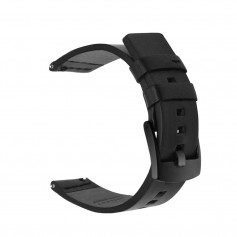 DrPhone - Galaxy Watch 42mm/ Active 40mm - 20mm Banden - Lederen Armband - Genuine Leather Horloge bandje met RVS Gesp - Zwart