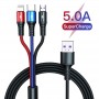 DrPhone MCL03- 3 IN 1 USB - Micro - Type C – Lightning – Fast Charge – Rood – Zwart – Blauw – 1.2M