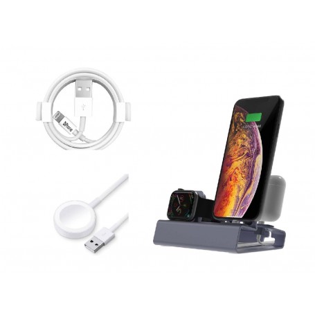 DrPhone T030B – 3 in 1 Charging Stand – Apple Watch - Airpods – Apple iPhone – + Lightning Kabel 1 Meter –