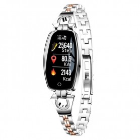 DrPhone Ladies Smartwatch - Exclusieve Vrouwen Horloge - Bluetooth Geschikt voor Android & iOs - Hartslag & Bloeddruk - Zilver