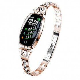 DrPhone Ladies Smartwatch - Vrouwen Horloge - Bluetooth Geschikt voor Android & iOS - Hartslag & Bloeddruk - Rose Goud