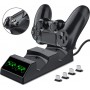DrPhone DCD4 PS4/PS4 Slim/PS4 Pro Magnetische Controller Oplader - Oplaadstation met 4 Micro USB Magnetische Bitjes – Zwart