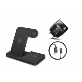DrPhone Legend7 Pro - 15W - 3 in 1 Draadloze Oplader - Dock - Geschikt voor Apple Watch / iPhone / Airpods - Zwart
