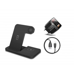 DrPhone Legend7 Pro - 15W - 3 in 1 Draadloze Oplader - Dock - Geschikt voor Apple Watch / iPhone / Airpods - Zwart