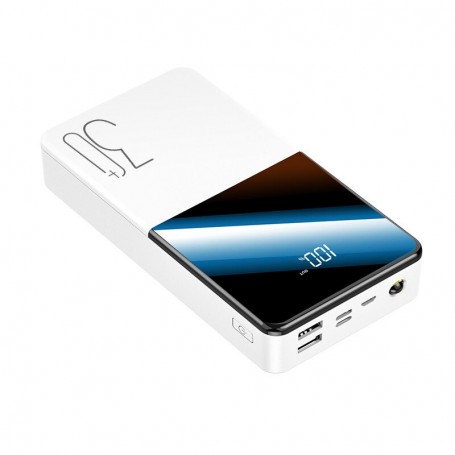 DrPhone HyperCell3 - 30.000 mAh Power Bank 2A Lader -2 USB Poorten met LED Lamp & LED Display Scherm - Wit