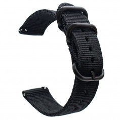 DrPhone SWB1 - Smart Watch Bandje - Roestvrij Staal Gesp - Nylon - 22mm - Zwart