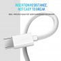DrPhone UC1 - USB-C - Oplaad Kabel - Fast Charger - 2.4A - 1 Meter - Wit