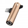 DrPhone – 2 in 1 Gun Splitter – Lightning + 3.5mm AUX Jack - Muziek + Bellen + Opladen - Voor Apple apparaten – Goud