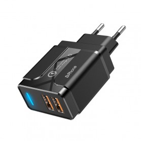 DrPhone PS5-Y - 3 Meter Kabel  - USB-C  - Oplaadkabel – 18W Dubbele Qualcom 3.0 Quick Charge - Adapter - Snel Lader – Zwart