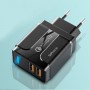 DrPhone PS5-Y - 3 Meter Kabel  - USB-C  - Oplaadkabel – 18W Dubbele Qualcom 3.0 Quick Charge - Adapter - Snel Lader – Zwart