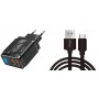 DrPhone PS5-Y - 3 Meter Kabel  - USB-C  - Oplaadkabel – 18W Dubbele Qualcom 3.0 Quick Charge - Adapter - Snel Lader – Zwart