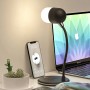 DrPhone SmartSound – 3 in 1 Lamp - Smart Speaker + Nachtlamp + Draadloos Laden - Bluetooth 5.0 - Bureaulamp - Zwart