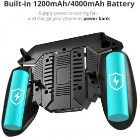 DrPhone GX7 Mobiele Game Controller - 4 Triggers [6 Vingerbediening] - Shooter Trigger Koelventilator - Power Bank (1200 mAh)