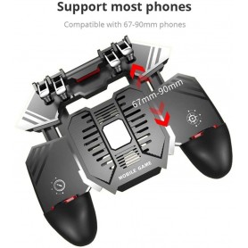 DrPhone GX7 Mobiele Game Controller - 4 Triggers [6 Vingerbediening] - Shooter Trigger Koelventilator - Power Bank (1200 mAh)