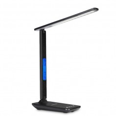 DrPhone LDLT 01 - LED Lamp – Bureau Lamp – Opvouwbaar - Slaapkamer – Huiskamer – Kalender - Tempratuurmeter – Wekker -Wit