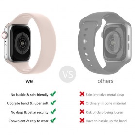 DrPhone SWB2 - Smart Watch Bandje - Rubber - geen sluiting - Apple watch - 42mm - 44mm - Zwart