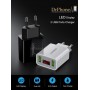 DrPhone iCON - Magnetische Micro USB Oplaadkabel 3A + Thuislader 2 poorten USB Oplader 2.2A met LED Display - Zwart