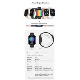 DrPhone CurvX - 3D Pixel Scherm - Smartwatch 44mm - 1.78 Inch 420*485 - ECG Fitness Tracker Hartslag - Leder Blauw