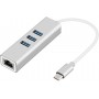 DrPhone EA3 Type C/ USB C 3.1 naar Ethernet Gigabit 10/100/1000 Mbps RJ45 LAN-adapter met 3 poorten USB3.0 –Zilver