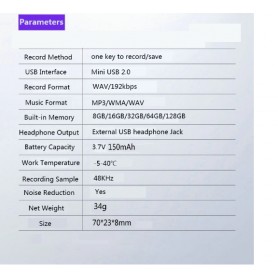 DrPhone DVR Digitale Spraakgestuurde Recorder – Sleutelhanger - Spraakrecorder - Audiorecorder – 64GB- Zwart