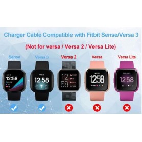 DrPhone Kabel – USB Oplader - Adapter + Dock - Laadkabel – Geschikt voor Fitbit Versa 4/3 /Sense/Sense 2 - 0,3CM - Zwart