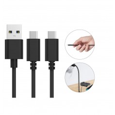 DrPhone Dual oplaadkabel Type-C - Dubbele USB-C uitgangen - 3 Meter - Compatibel met PS5 / Nintendo Switch/Lite en Xbox Series X