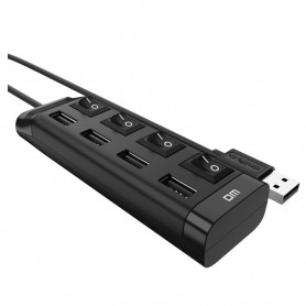 DrPhone DM CHB5 4-poorts USB-Hub met AAN/UIT Schakelaar USB 2.0- 480Mbps - Extender /Splitter voor pc-laptop etc – 1,2M- Zwart