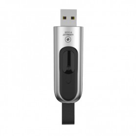 Luxwallet PD1 Metalen USB3.1 Flash Drive – USB Stick - 512GB - Leessnelheid tot 100Mb/s – Push&Pull met Leren Staartriem- Zilver
