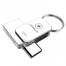 LUXWALLET PD5 Mini USB Stick 128GB USB-C Type-C OTG USB 3.0 Flash Drive – Geheugen – Zilver