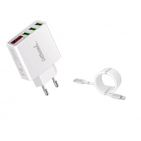 DrPhone AS1 - Lightning 3A Kabel - Magnetisch - 1 Meter + Thuislader 3 poorten USB - Fast Charge Lader LED - Geschikt voor Apple