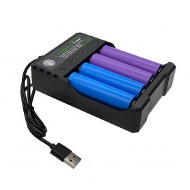 DrPhone BC4S - Batterijlader - 4 Sloten - Indicator - USB aansluiting - 10440 14500 16340 16650 14650 18350 18500 18650
