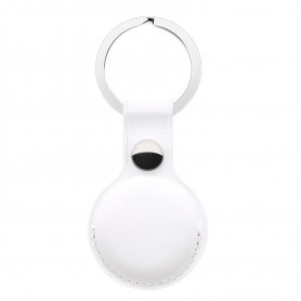 DrPhone – AE2 - Beschermhoes Met Sleutelhanger - Anti-Kras - Lederen Beschermhoes – Geschikt Voor Apple AirTags - Wit