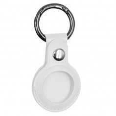 DrPhone – AE2 - Beschermhoes Met Sleutelhanger - Anti-Kras - Lederen Beschermhoes – Geschikt Voor Apple AirTags - Wit
