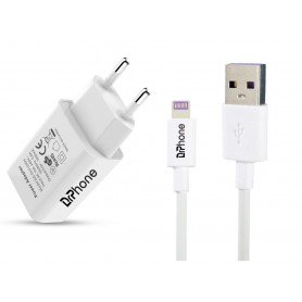 1 Pack Gecertificeerde DrPhone® - USB Lader Stekker Oplader + 3 Meter Kabel - Safe Charge - Apple iPhone / iPad / iPod
